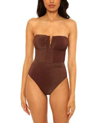 Golden Isle Brinley Rib Bandeau One Piece Swimsuit