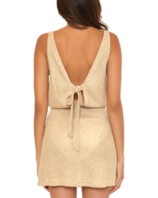 Gilded Cowl Neck Swim Cover-Up Dress