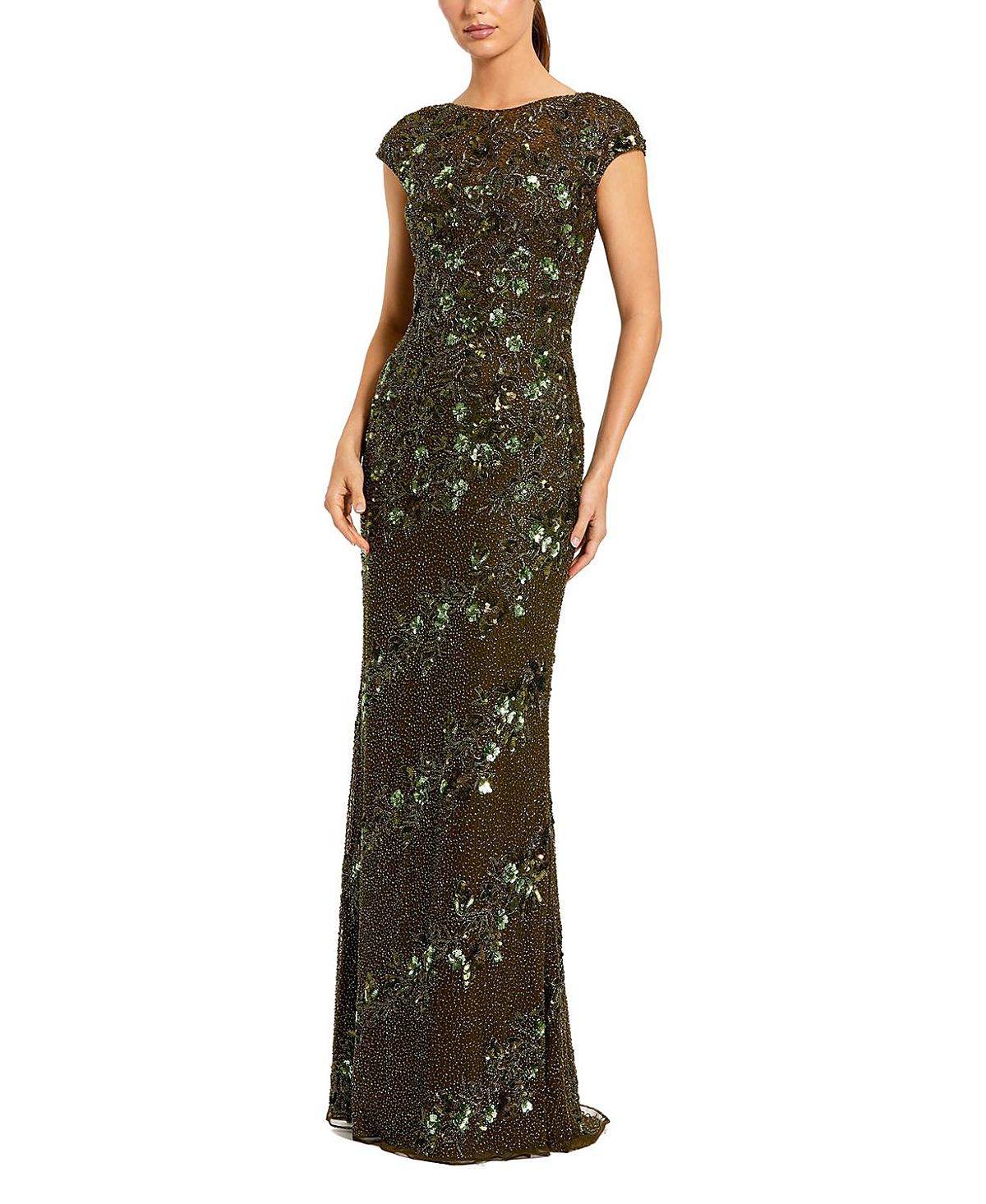 Mac Duggal Embellished Cap Sleeve Gown