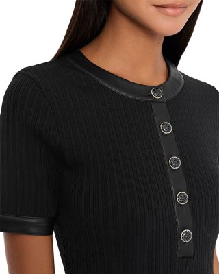 Faux Leather Trim Dress