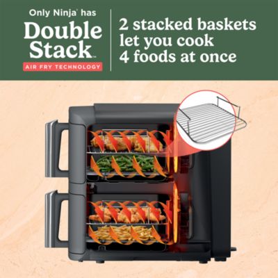 DoubleStack XL 10 QT, 6 in 1, 2 Basket Air Fryer, Space Saving Design