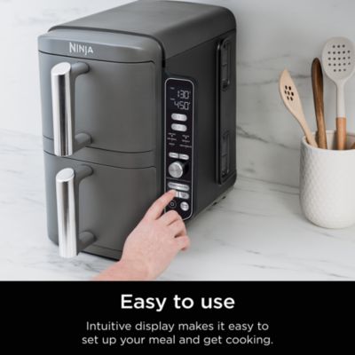 DoubleStack XL 10 QT, 6 in 1, 2 Basket Air Fryer, Space Saving Design