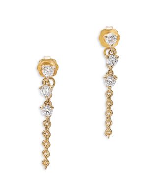 Diamond Chain Hoop Earrings in 14K Yellow Gold, 0.375 tcw