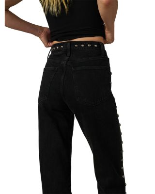 The Margot Studded Straight Jeans in Chic Shadow