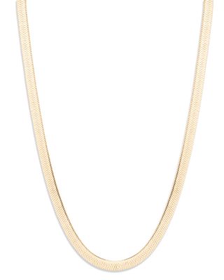 Herringbone Chain Collar Necklace, 17&amp;quot;