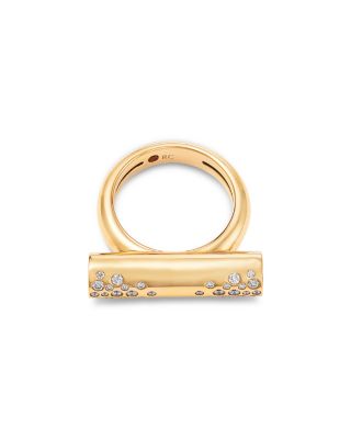 18K Rose Gold Domino Diamond Cylindrical Bar Ring