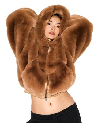 Faux Fur Zip Up Jacket