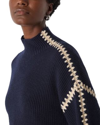 Blanket Stitch Wool Mix Knit Sweater