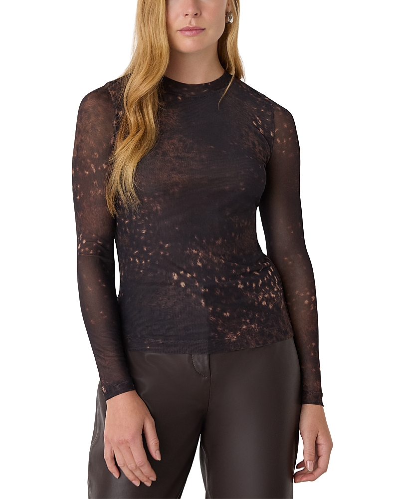 Whistles Spotted Animal Mesh Top