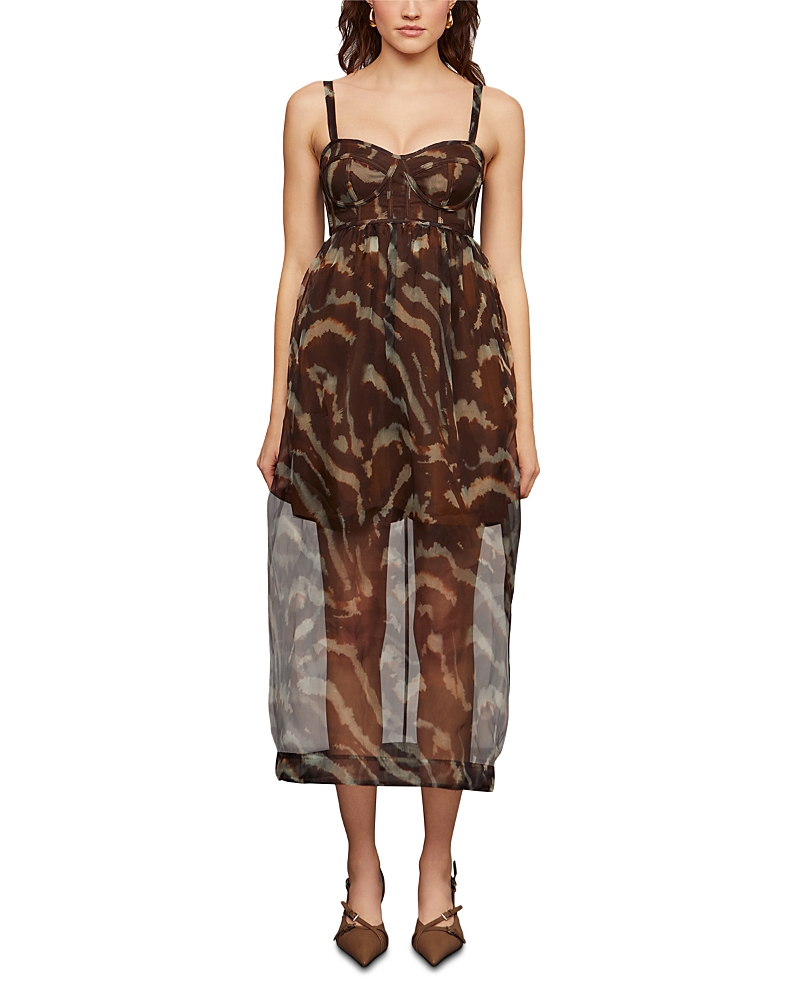 Amur Zarina Silk Bustier Dress In Brown