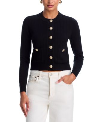 AQUA Long Sleeve Gold-Button Cardigan - Exclusive | Bloomingdale's