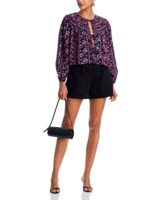 Paisley Tie Front Long Sleeve Top - Exclusive