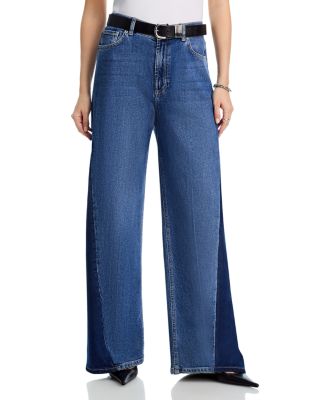 Angeleno Godet High Rise Wide Leg Jeans in Indigo Grove