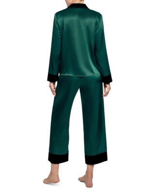 Velvet Trim Satin Pajama Set
