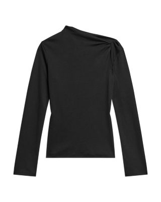 Slash Neck Twist Shoulder Top