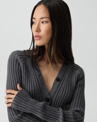 Wool Long Sleeve Open Back Cardigan
