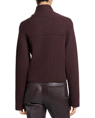 Wool Ribbed Mock Neck Sweater