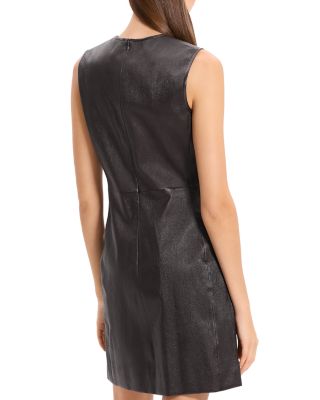 Sleeveless Leather Seam Mini Dress
