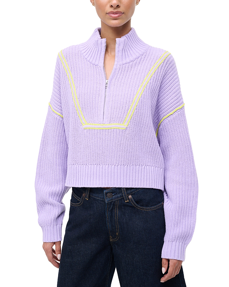 Staud Cropped Hampton Sweater In Purple