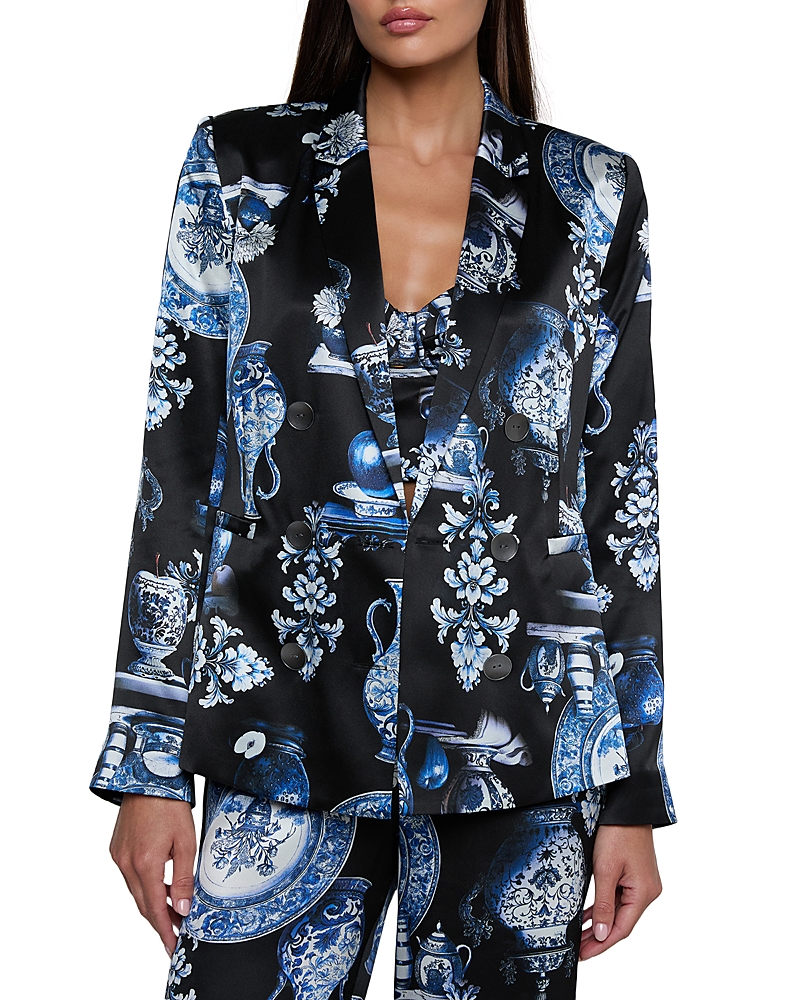 L'agence Colin Silk Double Breasted Blazer In Multi