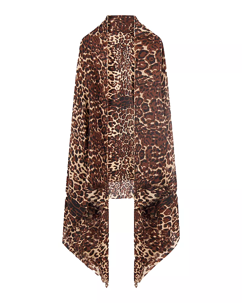 Sofia Cashmere Ultrafine Leopard Print Cashmere Wrap