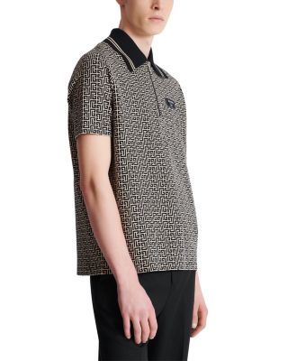 Monogram Print Zip Polo