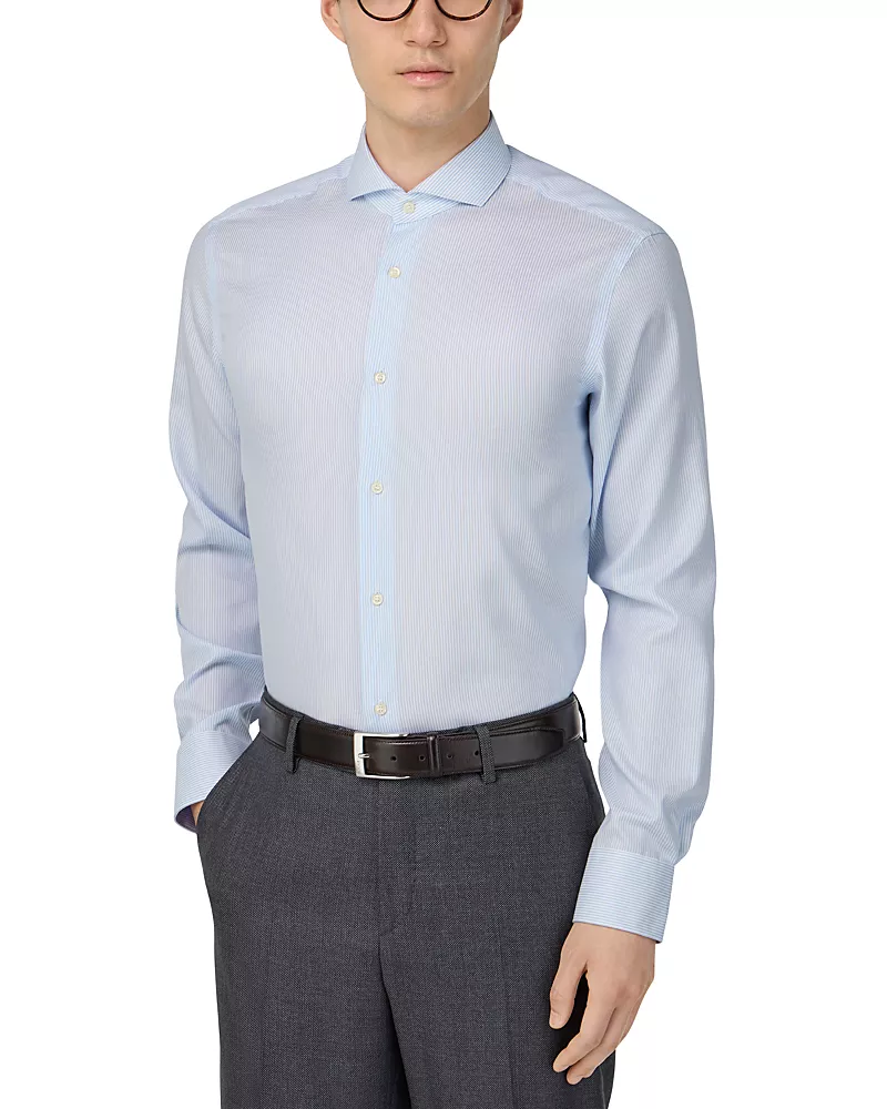 Boggi Milano Non-Iron Dobby Naples Collar Dress Shirt