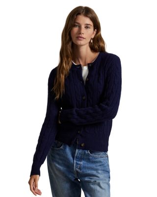 Cable-Knit Cashmere Crewneck Cardigan