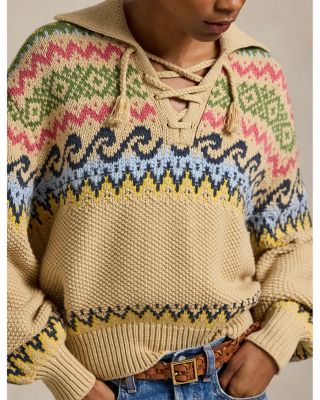Fair Isle Lace-Up Sweater