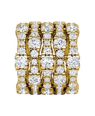  5 Row Pave Ring in 14K Gold, 7.76ctw Round Brilliant Lab Grown Diamonds