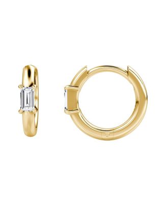 Solitaire Huggie Hoop in 14K Yellow Gold, 0.2ctw Baguette Lab Grown Diamonds