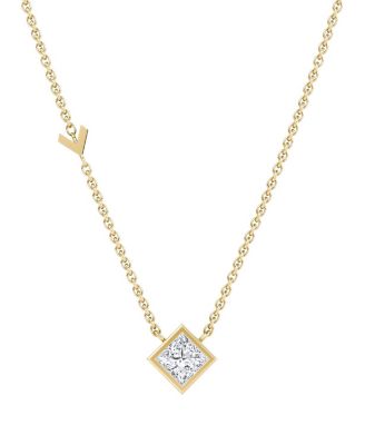 Arrow Station Necklace in 14K Gold, 0.50 tcw Princess Lab Grown Diamond