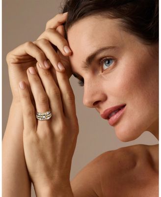  V 3 Row Pave Ring in 14K Gold, 4.56ctw Round Brilliant Lab Grown Diamonds