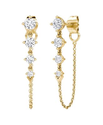  V Linked Tennis Earring in 14K Gold, 1.1ctw Round Brilliant Lab Grown Diamonds