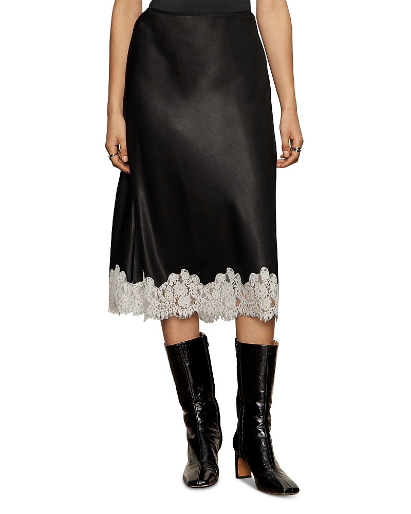 Sanctuary One Of A Kind Satin Midi Skirt In Black In Black