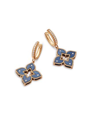 Blue Titanium & 18K Rose Gold Venetian Princess Diamond Dangle Hoop Earrings