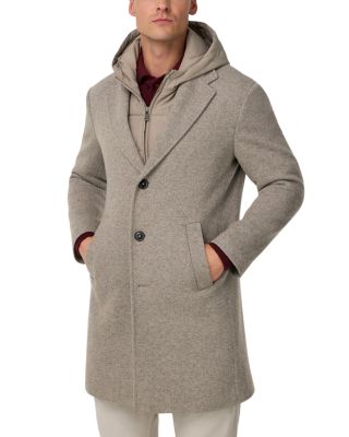Single Breasted Jersey Coat with Removable Hooded Insert