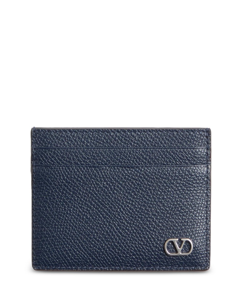 Valentino Garavani Leather Card Holder in Marine