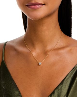 Luxe Collection Certified Lab Grown Diamond Cushion Bezel Solitaire Pendant Necklace in 14K Yellow Gold, 1.5 tcw