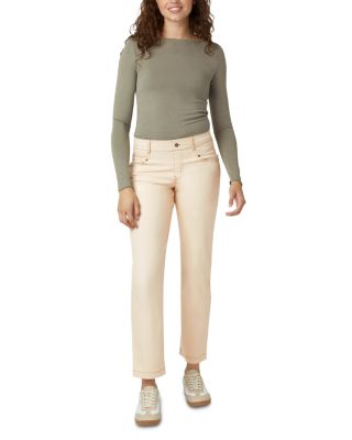 Crosshatch Mid Rise Straight Jeans in Ecru