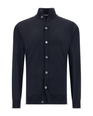 Wool Silk Cashmere Mock Neck Cardigan