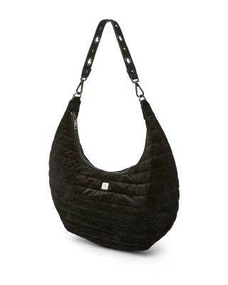 Moonbeam Medium Quilted Suede Shoulder Bag 