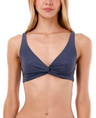 Deep Blue Knotty, Full-Coverage, Twist Front Bikini Top