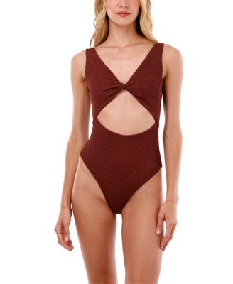 Textured Wave Barn Twix Cut Out, Moderate Coverage One Piece