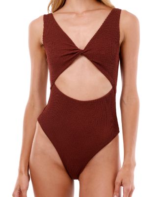 Textured Wave Barn Twix Cut Out, Moderate Coverage One Piece