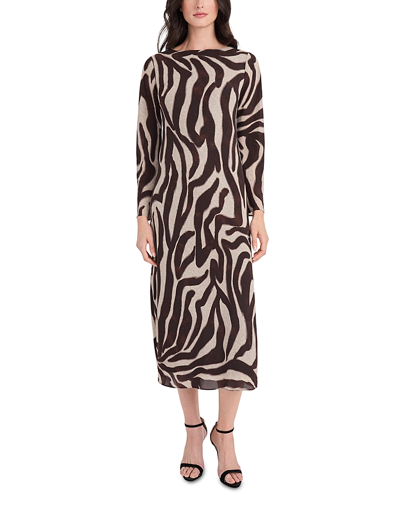 Donna Morgan Long Sleeve Midi Dress In Multi