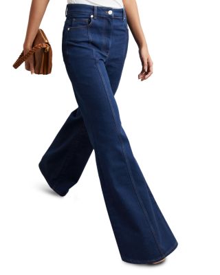 June Mid Rise Flare Pin Stitch Jeans in Blue
