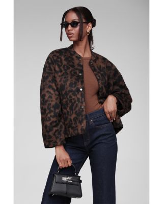 Textured Animal Print Bomber Jacket