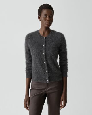  Brushed Crewneck Cardigan in Cashmere