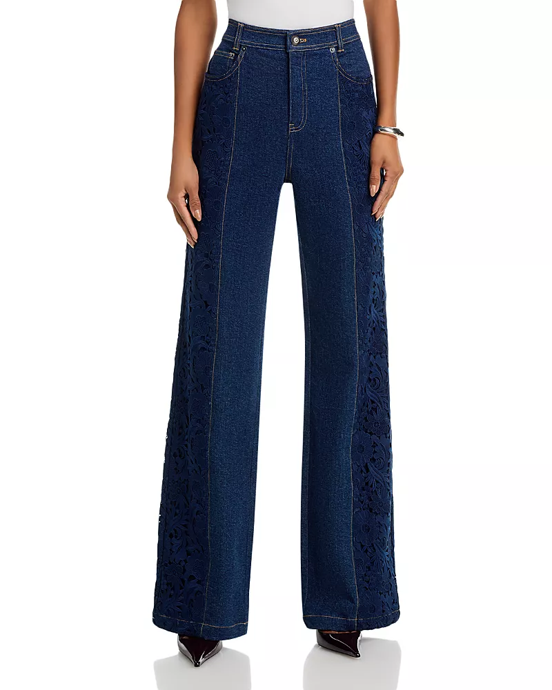 Cinq a Sept Lace Combo Francine Jeans in Navy/Ocean